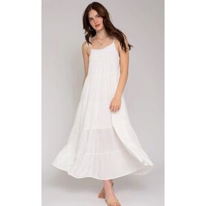 Gilli White Maxi Dress Womens Size M Sleeveless Tie Strap Casual Sundress